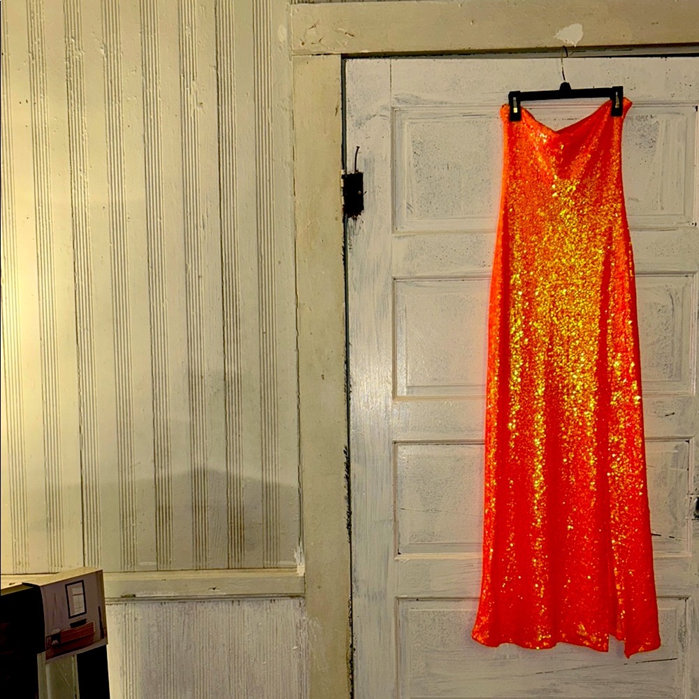 Prom dress Vintage Elegant Orange Sequin dress